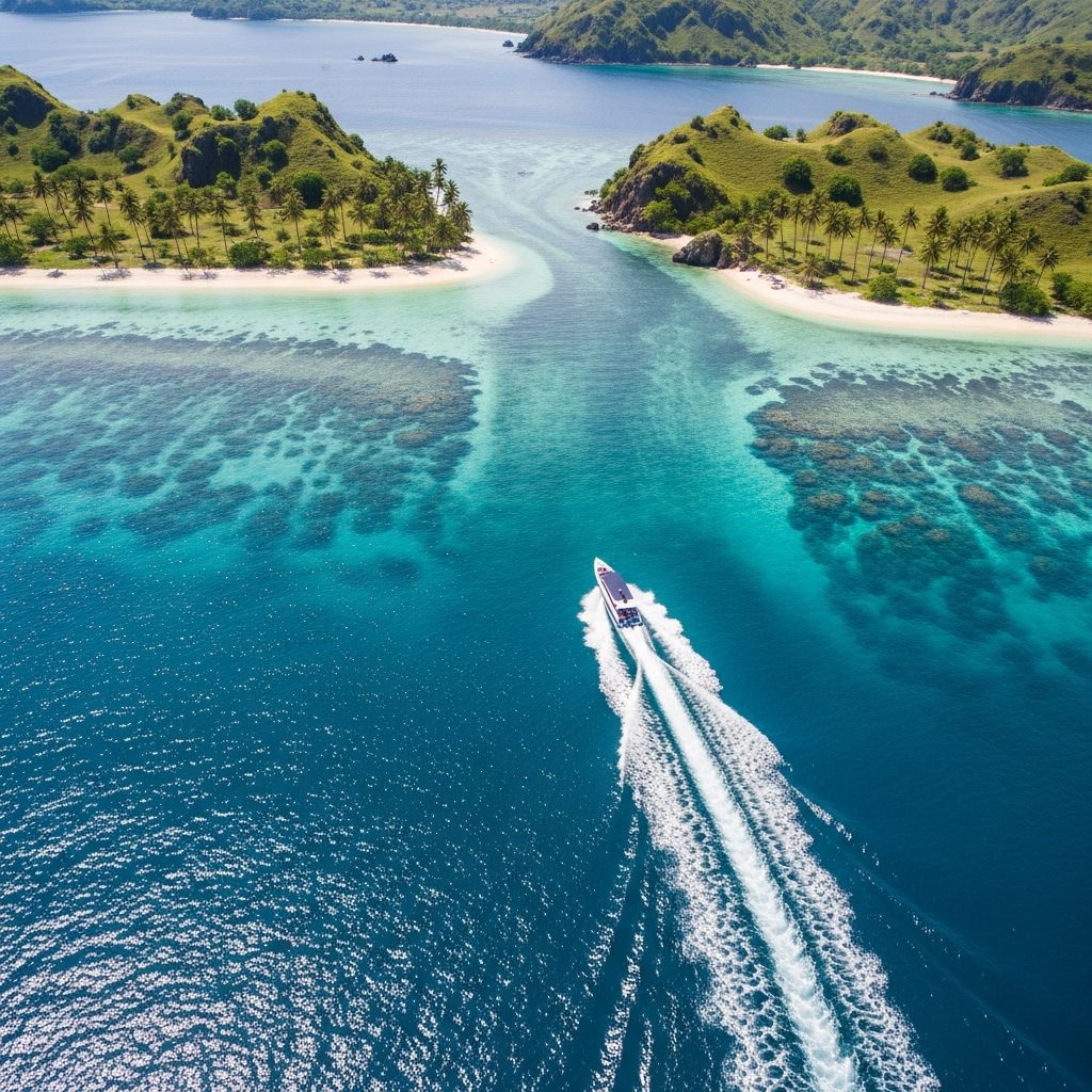Island hopping boat tour through Komodo islands