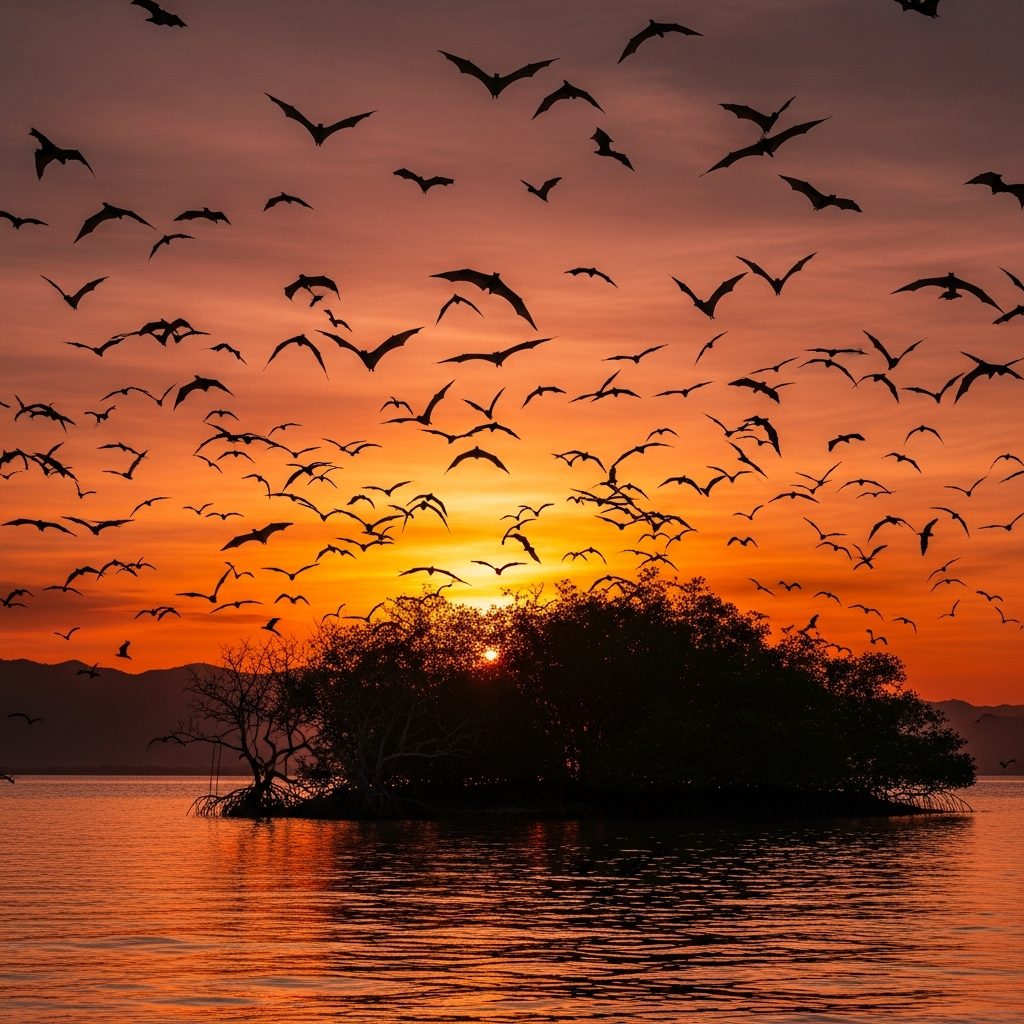 Kalong Island flying fox sunset spectacle