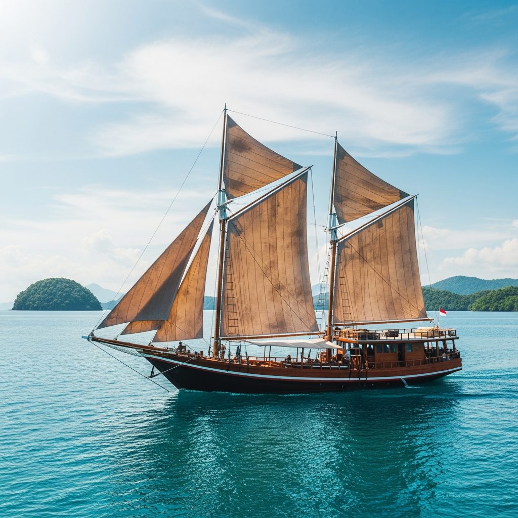 Traditional phinisi liveaboard with handcrafted details
