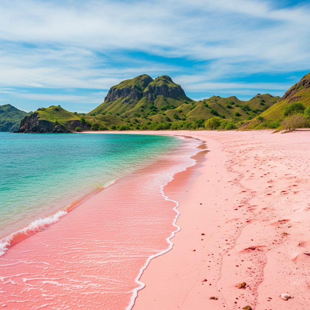Pink Beach Komodo with rose-colored sand